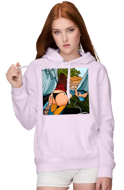 Women`s hoodie with prints Rest With Favorite In The Tent. Ass, dog, tent, vacation. 2070702