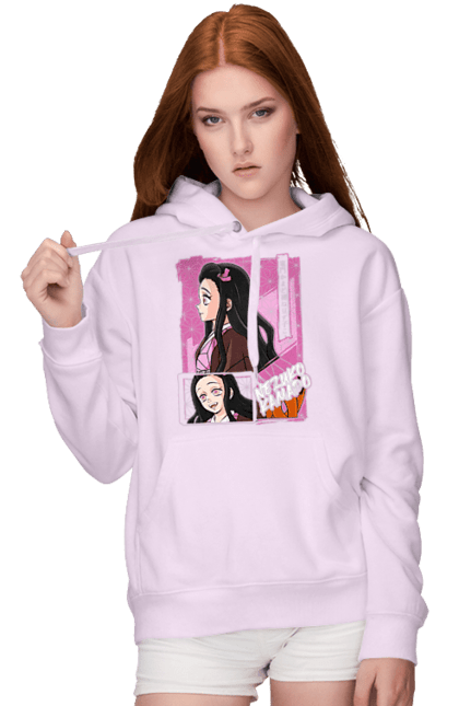 Women`s hoodie with prints Demon Slayer Nezuko. Anime, demon slayer, kimetsu no yaiba, manga, nezuko, serial. 2070702