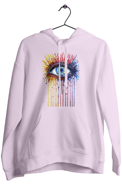 Women`s hoodie with prints Colorful Flowing Eye. Eye, paints. 2070702