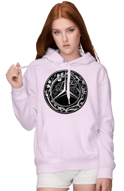Women`s hoodie with prints Mercedes Benz Logo Art. Avto, cars, mercedes, mercedes-benz, mercedes-benz logo. 2070702