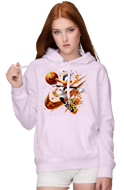 Women's hoodie with prints Daffy Duck Nike. Cartoon, character, daffy duck, duck, looney tunes, merrie melodies, nike, warner brothers. 2070702