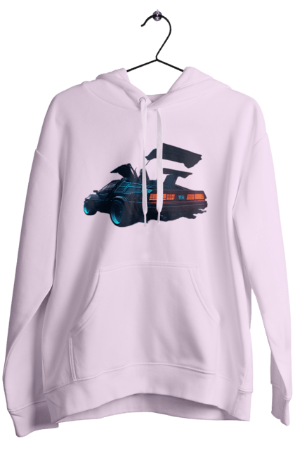 Women`s hoodie with prints DeLorean from back to the future. Car, delorean, from film. 2070702