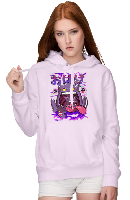 Women`s hoodie with prints Pokemon Gengar. Anime, fushigibana, games, gengar, nintendo, pokemon, pokemon go. 2070702