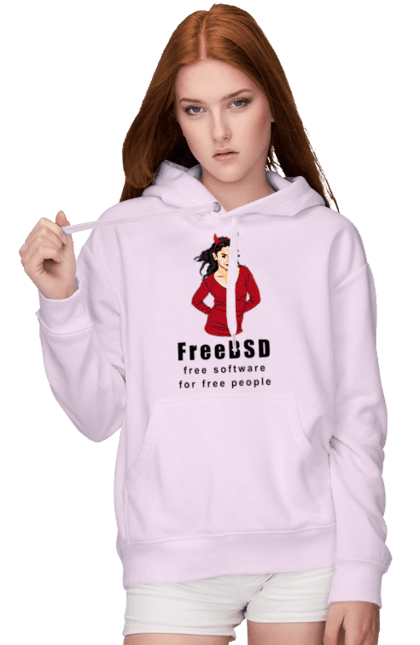 Жіноче худі з принтом "Freebsd Для Вільних". Bsd, freebsd, unix, адміністратор, айті, айтішник, безкоштовна, безкоштовно, бестія, вільна, демон, демонесса, доступність, незалежність, операційна система, ос, програміст, програмне забезпечення, свобода, сисадмін, система, системний адміністратор, софт, текст, червоний, чорний. 2070702