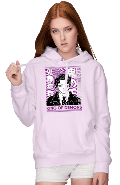 Women's hoodie with prints Demon Slayer Muzan. Anime, demon slayer, eternal paradise faith, kimetsu no yaiba, manga, muzan, twelve kizuki, upper rank six. 2070702