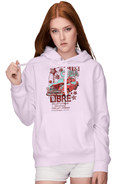 Women`s hoodie with prints Cuba, Machine. Cuba, retro. 2070702