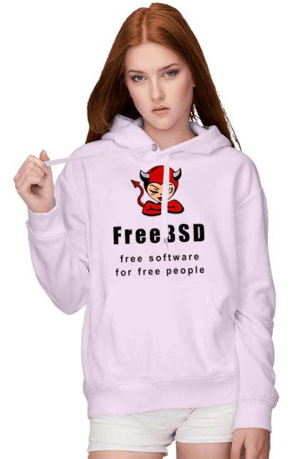 Жіноче худі з принтом "Freebsd Для Вільних". Bsd, freebsd, unix, адміністратор, айті, айтішник, безкоштовна, безкоштовно, бестія, вільна, демон, демонесса, доступність, незалежність, операційна система, ос, програміст, програмне забезпечення, свобода, сисадмін, система, системний адміністратор, софт, текст, червоний, чорний. 2070702