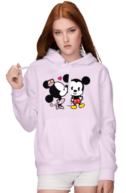 Жіноче худі з принтом "Міккі Маус та Мінні Маус". Mickey mouse, minnie mouse, дісней, міккі, міккі маус, мінні маус, мультфільм. 2070702