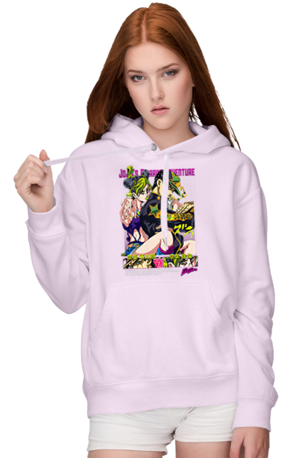 Women's hoodie with prints JOJO Jolyne Cujoh. Anime, jojo, jojo`s bizarre adventure, jojo’s bizarre adventure, jolyne cujoh, manga. 2070702