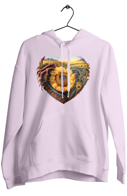 Women`s hoodie with prints Символи України. Field, sky, sunflower, symbols of ukraine, ukraine, wheat. 2070702
