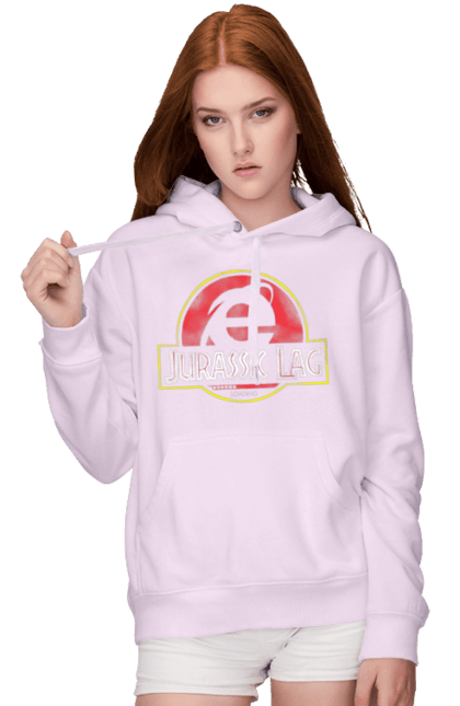 Women's hoodie with prints Jurassic lag. Antiquity, browser, ie, internet explorer, jurassic park, lag, microsoft, not, windows. 2070702