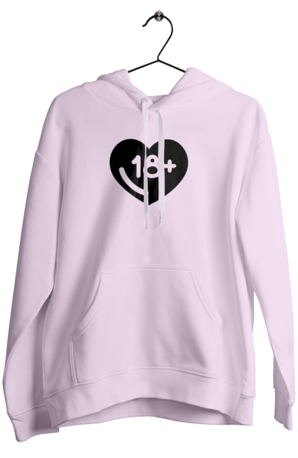 Women`s hoodie with prints 18+. 18+, black, heart, prohibition, sex. 2070702