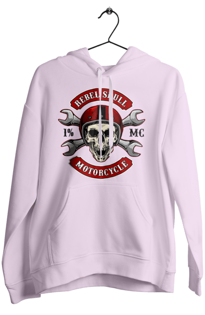 Women`s hoodie with prints skull motorist. Amateur, helmet, motorcycle, skull. 2070702