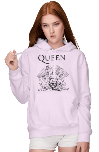 Women's hoodie with prints Queen. Glam rock, group, hard rock, music, pop rock, queen, queen, rock. 2070702