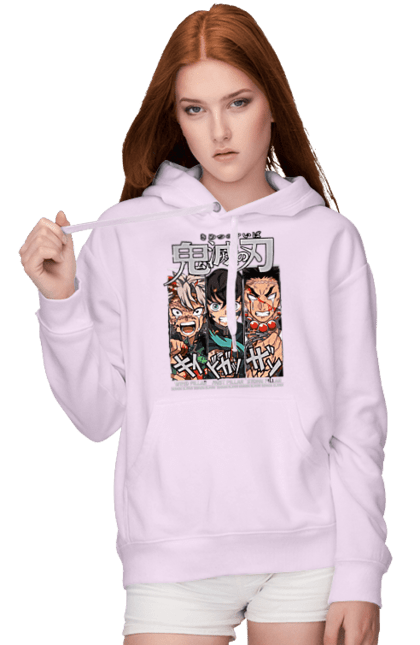 Women's hoodie with prints Demon Slayer Sanemi Muichiro Gyomei. Anime, demon slayer, gyomei, himejima, kimetsu no yaiba, manga, muichiro, sanemi. 2070702