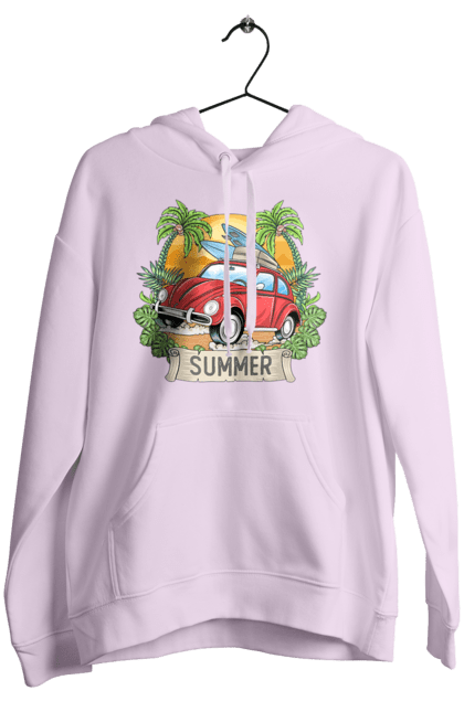 Women`s hoodie with prints Summer, Car And Palm Trees. Palm trees, relaxation, summer. 2070702
