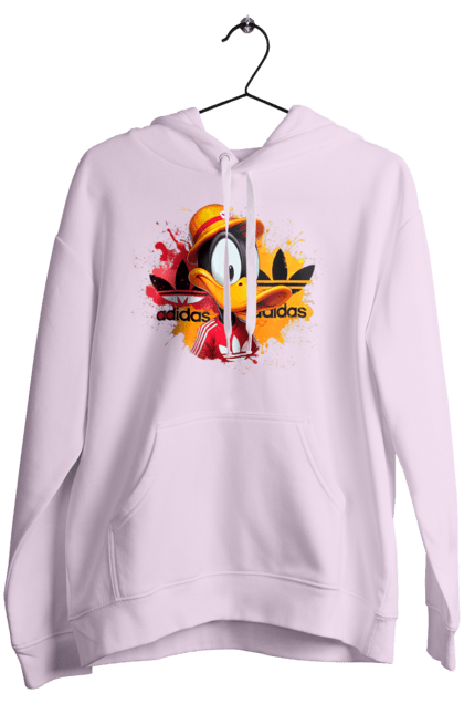 Женское худи с принтом Даффи Дак Adidas. Adidas, daffy duck, looney tunes, merrie melodies, warner brothers, даффи дак, мультфильм, персонаж, утка даффи. 2070702