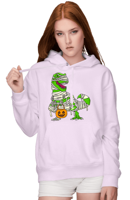 Women's hoodie with prints Halloween Dinosaur. Costume, dinosaur, halloween, holiday, october, october 31, pumpkin, sweets, trick or treat. 2070702