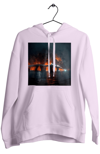 Жіноче худі з принтом "Кримський мост горить". Армія росії, армія україни, годить, зсу, крим, мост, удар, удар зсу. 2070702