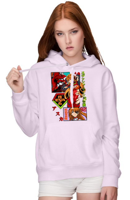 Women's hoodie with prints Evangelion Asuka. Anime, asuka, asuka langley sorry, eva 02, evangelion, eve, kaoru, manga, ray, shinji. 2070702