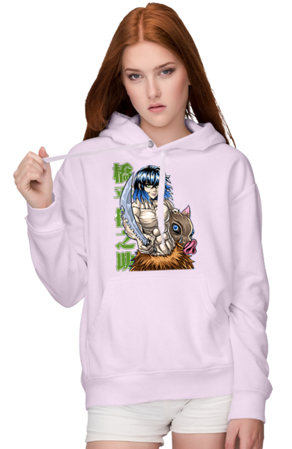 Women's hoodie with prints Demon Slayer Inosuke. Anime, demon slayer, inosuke, inosuke hashibira, kimetsu no yaiba, manga. 2070702