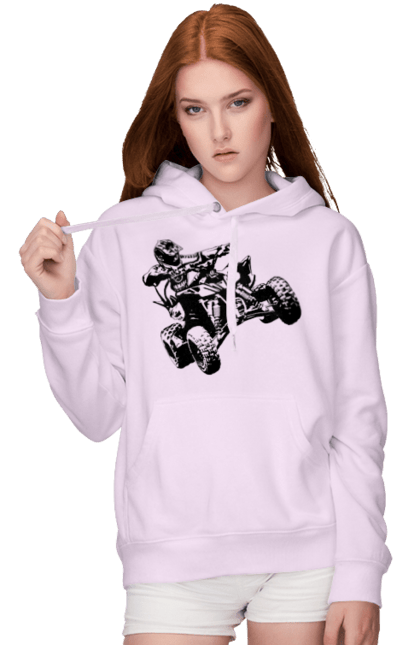Women`s hoodie with prints Man On Atv Black. Atv, extreme, race. 2070702