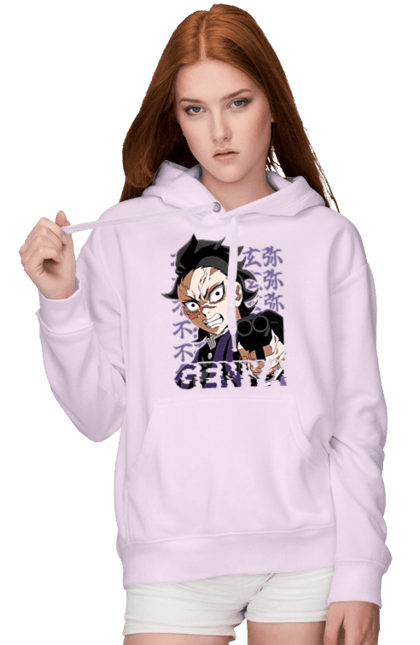 Women's hoodie with prints Demon Slayer Genya Shinazugawa. Anime, demon slayer, genya, genya shinazugawa, kimetsu no yaiba, manga, аниме, истребитель демонов, манга. 2070702