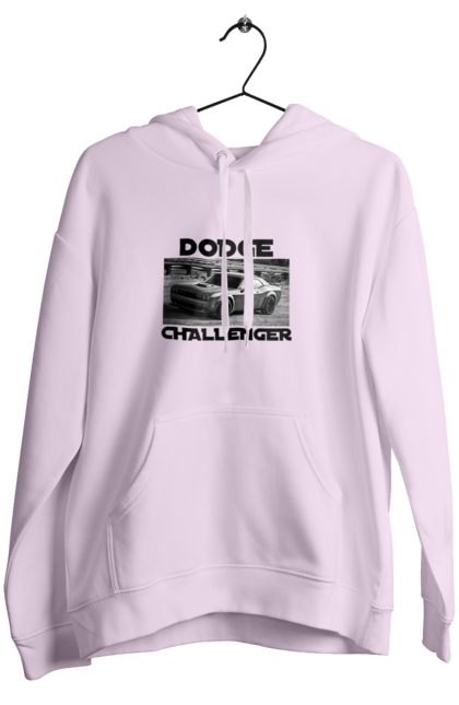 Women`s hoodie with prints Dodge challenger. An american legend, auto, car, classic car, cult car, dodge challenger, powerful car, zhmasl kar. 2070702