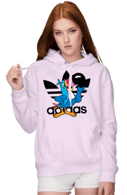 Женское худи с принтом Adidas Тукан Сэм. Adidas, froot loops, toucan sam, адидас, москот, тукан сэм. 2070702