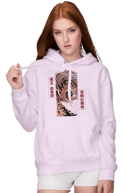 Women's hoodie with prints Demon Slayer Muzan. Anime, demon slayer, eternal paradise faith, kimetsu no yaiba, manga, muzan, twelve kizuki, upper rank six. 2070702