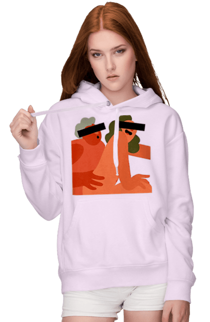 Women`s hoodie with prints Love and hidden camera. Chewing gum, friendship, fun, hidden camera, humor, love, peace, sex, smex. 2070702