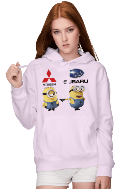Жіноче худі з принтом "Minion Субару". Авто, машини, міньйони, мітсубісі, субару. 2070702