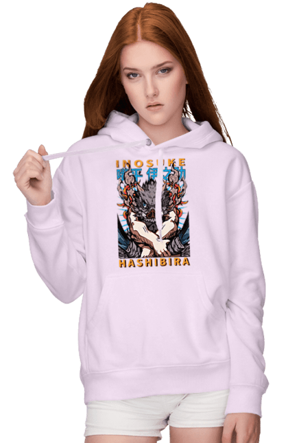 Women's hoodie with prints Demon Slayer Inosuke. Anime, demon slayer, inosuke, inosuke hashibira, kimetsu no yaiba, manga. 2070702