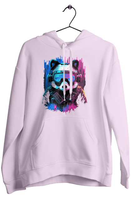 Women`s hoodie with prints Panda in VR Helmet. Character, geek, helmet, panda, virtual reality. 2070702