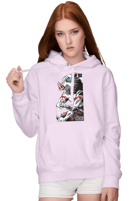 Women's hoodie with prints Demon Slayer Inosuke. Anime, demon slayer, inosuke, inosuke hashibira, kimetsu no yaiba, manga. 2070702