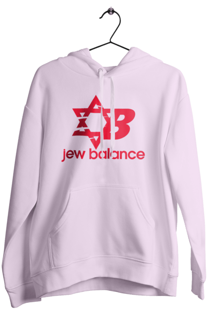 Жіноче худі з принтом "Jew Balance Red". New balance, гумор, еврейські, жарти, жартівливі, літні, прикольні, червоний. 2070702