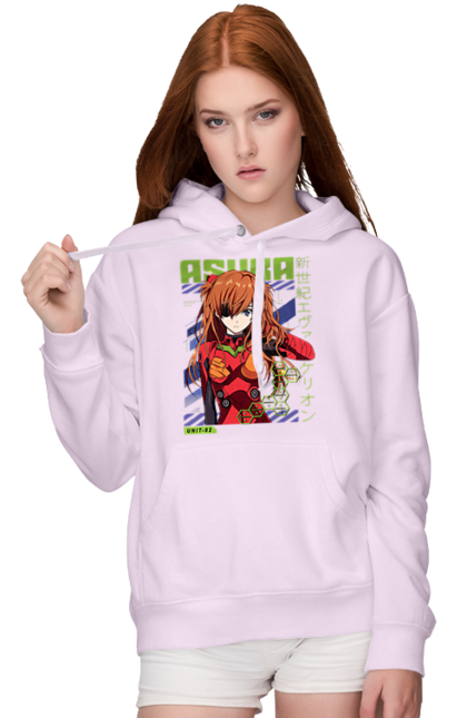 Women's hoodie with prints Evangelion Asuka. Anime, asuka, asuka langley sorry, eva 02, evangelion, eve, kaoru, manga, ray, shinji. 2070702