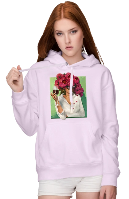 Дівчина з півоніями та келихом