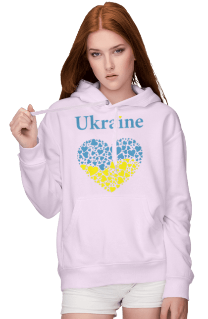 Женское худи с принтом Ukraine Heart. Сердце, украина, флаг. 2070702