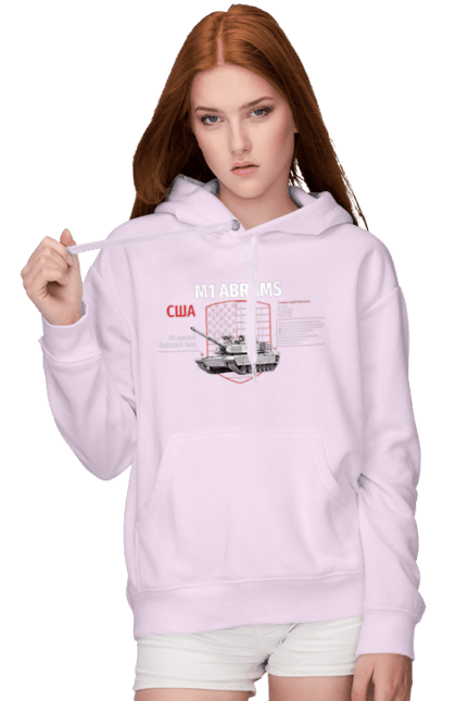 Women`s hoodie with prints M1 Abrams. Abrams, industrious, m1 abrams, tank, weapon. 2070702