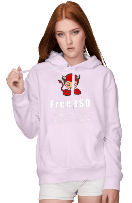 Women`s hoodie with prints Freebsd For Free. Administrator, availability, beast, bsd, daemon, demoness, free, freebsd, freedom, independence, is free, it, it specialist, operating system, os, programmer, red, software, sysadmin, system, system administrator, text, unix, white. 2070702