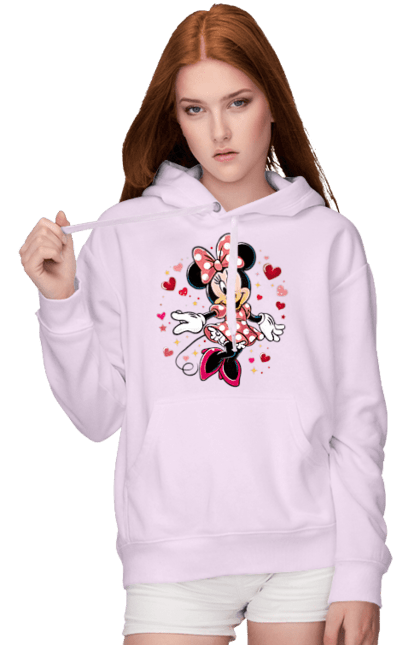 Женское худи с принтом Минни Маус. Mickey mouse, minnie mouse, дисней, микки, микки маус, минни маус, мультфильм. 2070702