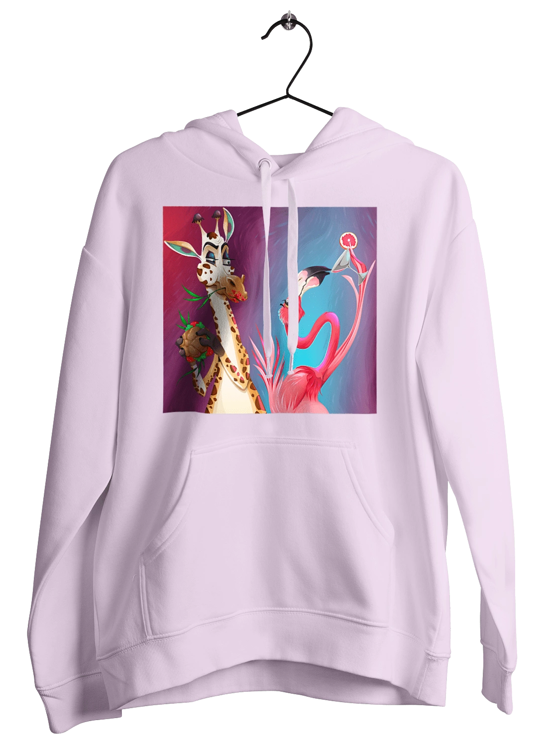 Giraffe And Flamingo At The Party