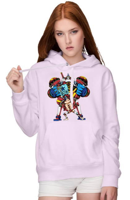 Women's hoodie with prints One Piece Franky. Anime, franky, iron man, manga, one piece, straw hat pirates. 2070702