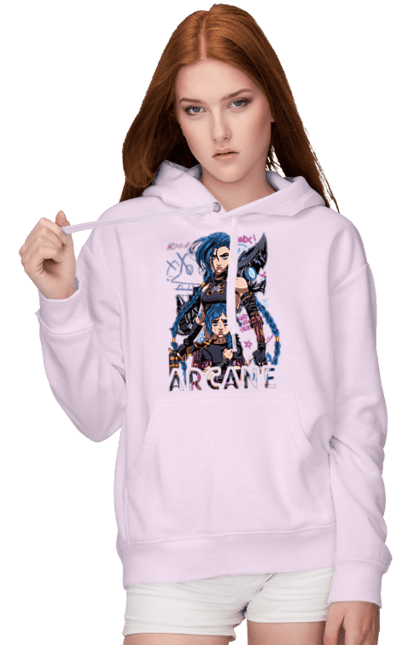 Жіноче худі з принтом "Аркейн". Arcane, fortiche, league of legends, riot games, аркейн, вай, джинкс, мультсеріал, фентезі. 2070702