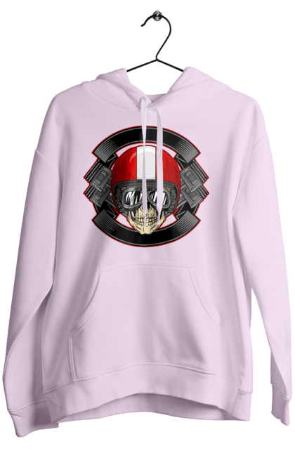Women`s hoodie with prints skull motorcyclist. Helmet, motorcyclist \, skull. 2070702