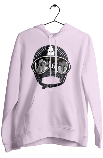 Women`s hoodie with prints Helmet And City. City, helmet, speed. 2070702