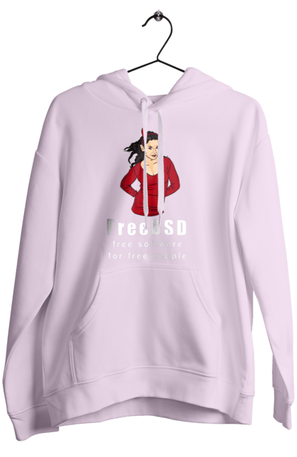 Жіноче худі з принтом "Freebsd Для Вільних". Bsd, freebsd, unix, адміністратор, айті, айтішник, безкоштовна, безкоштовно, бестія, білий, вільна, демон, демонесса, доступність, незалежність, операційна система, ос, програміст, програмне забезпечення, свобода, сисадмін, система, системний адміністратор, софт, текст, червоний. 2070702