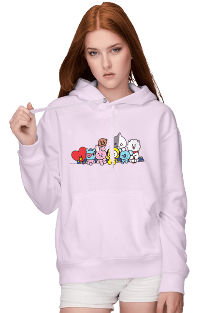 Women`s hoodie with prints BTS & BT21. Bt21, bts, bts, characters, k pop, k-pop, line, toy. 2070702