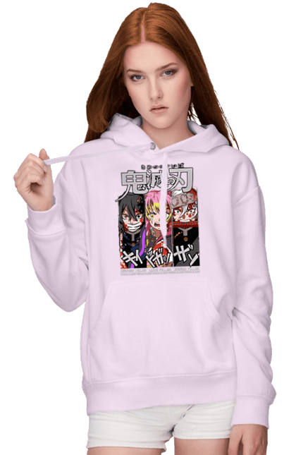 Women's hoodie with prints Demon Slayer Obanai Mitsuri Tengen. Anime, demon slayer, iguro, kimetsu no yaiba, manga, mitsuri, obanai, tengen. 2070702